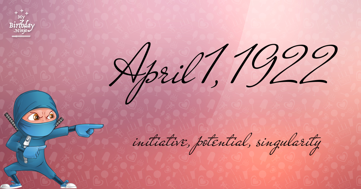April 1, 1922 Birthday Ninja Poster