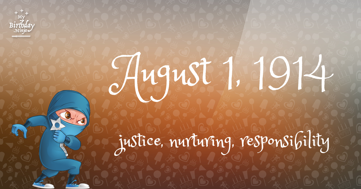 August 1, 1914 Birthday Ninja Poster