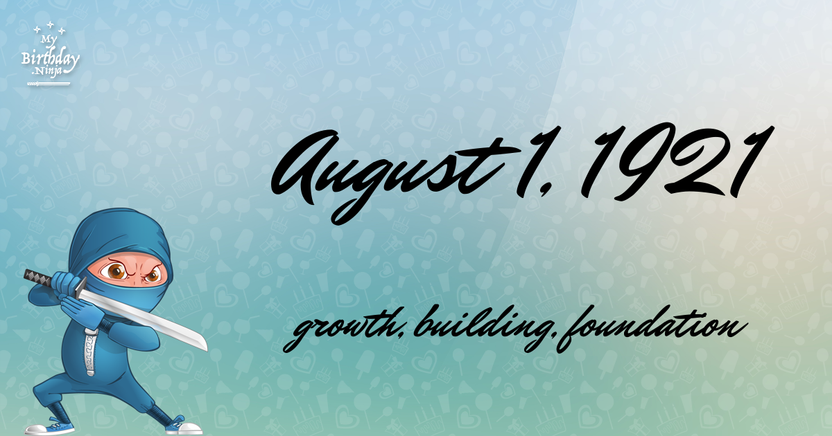 August 1, 1921 Birthday Ninja Poster