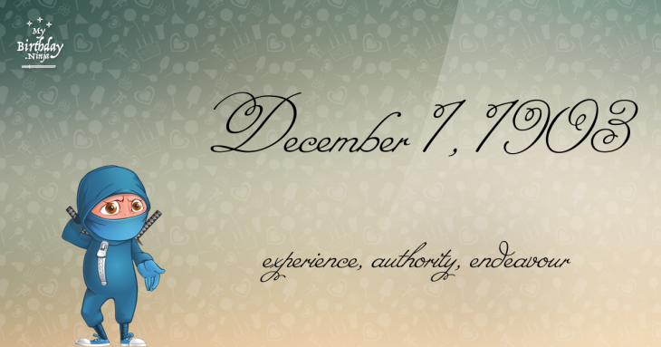 December 1, 1903 Birthday Ninja