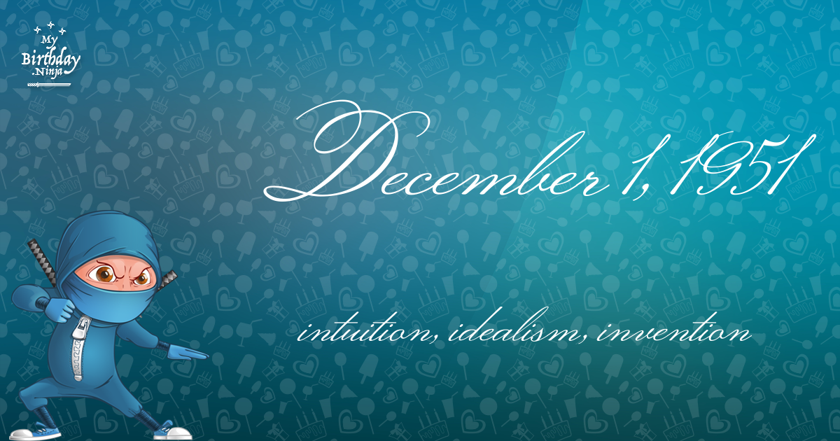 December 1, 1951 Birthday Ninja Poster