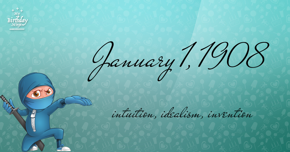 January 1, 1908 Birthday Ninja Poster