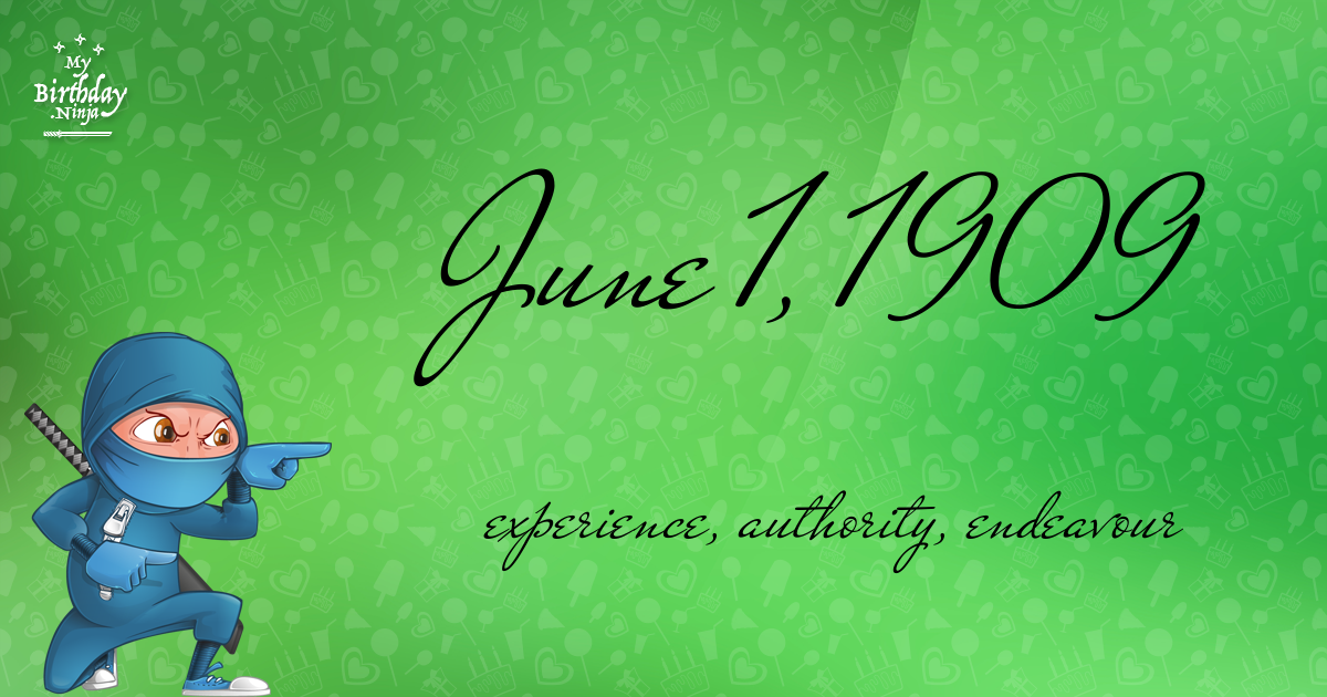 June 1, 1909 Birthday Ninja Poster