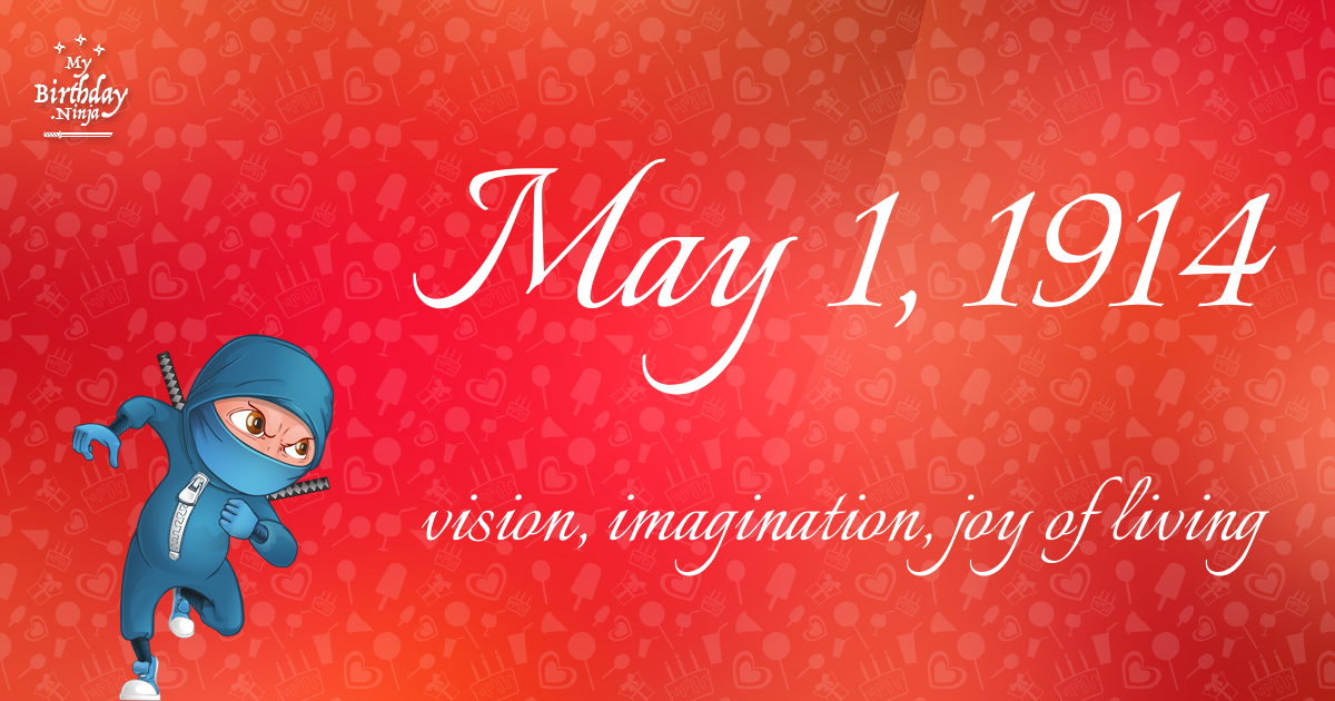 May 1, 1914 Birthday Ninja Poster