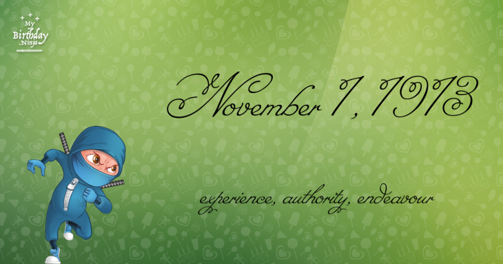 November 1, 1913 Birthday Ninja