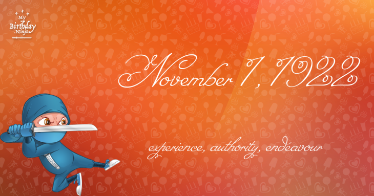November 1, 1922 Birthday Ninja
