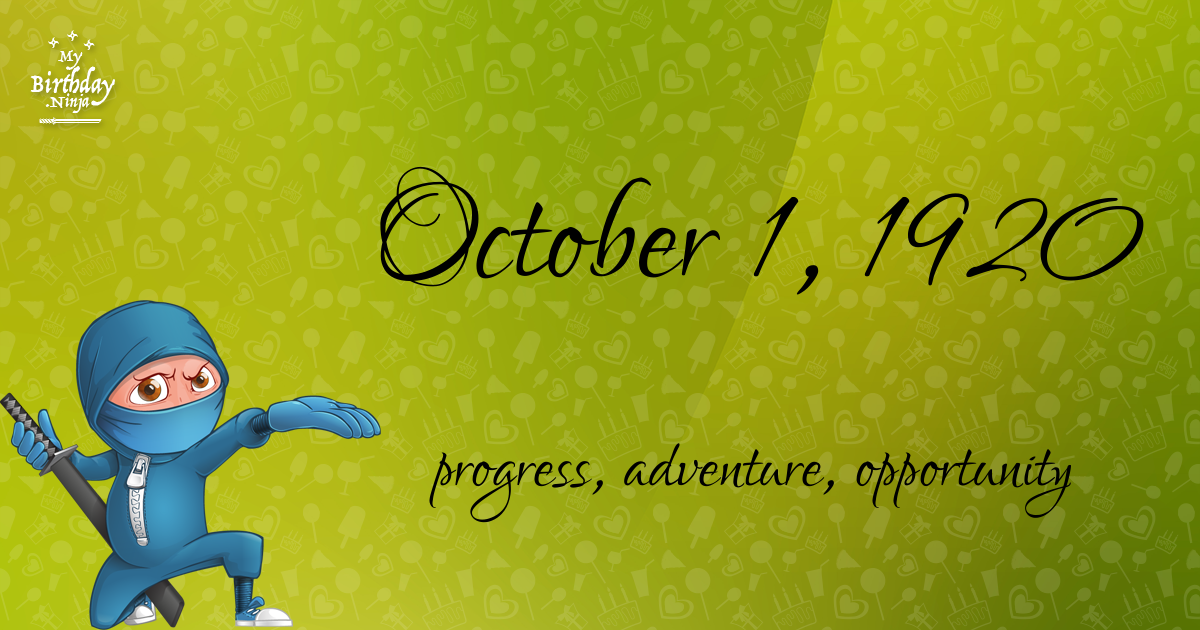 October 1, 1920 Birthday Ninja Poster