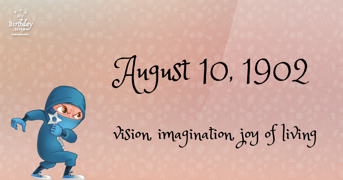 August 10, 1902 Birthday Ninja Poster