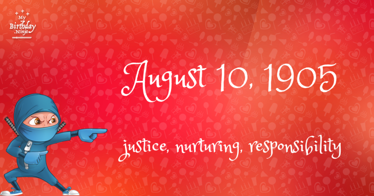 August 10, 1905 Birthday Ninja