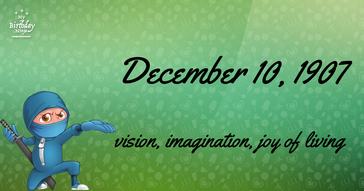 December 10, 1907 Birthday Ninja Poster