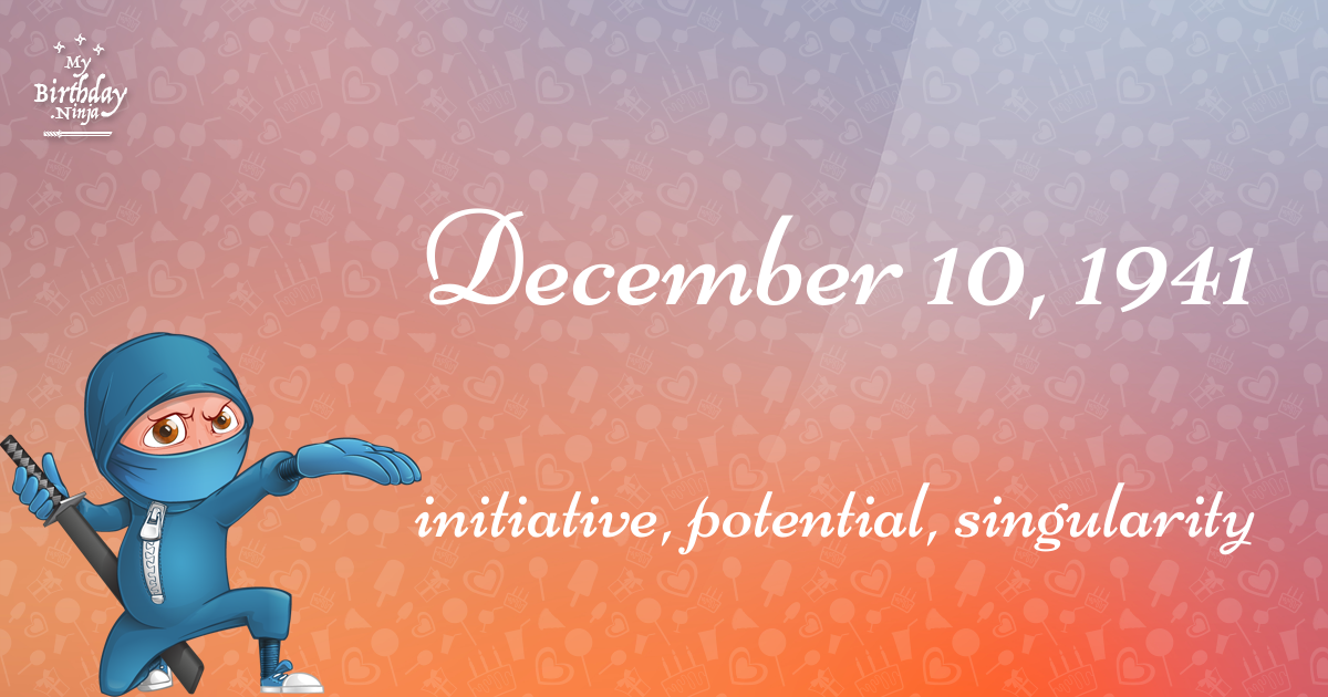 December 10, 1941 Birthday Ninja Poster
