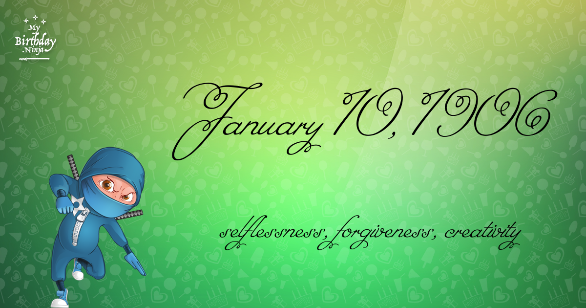 January 10, 1906 Birthday Ninja Poster