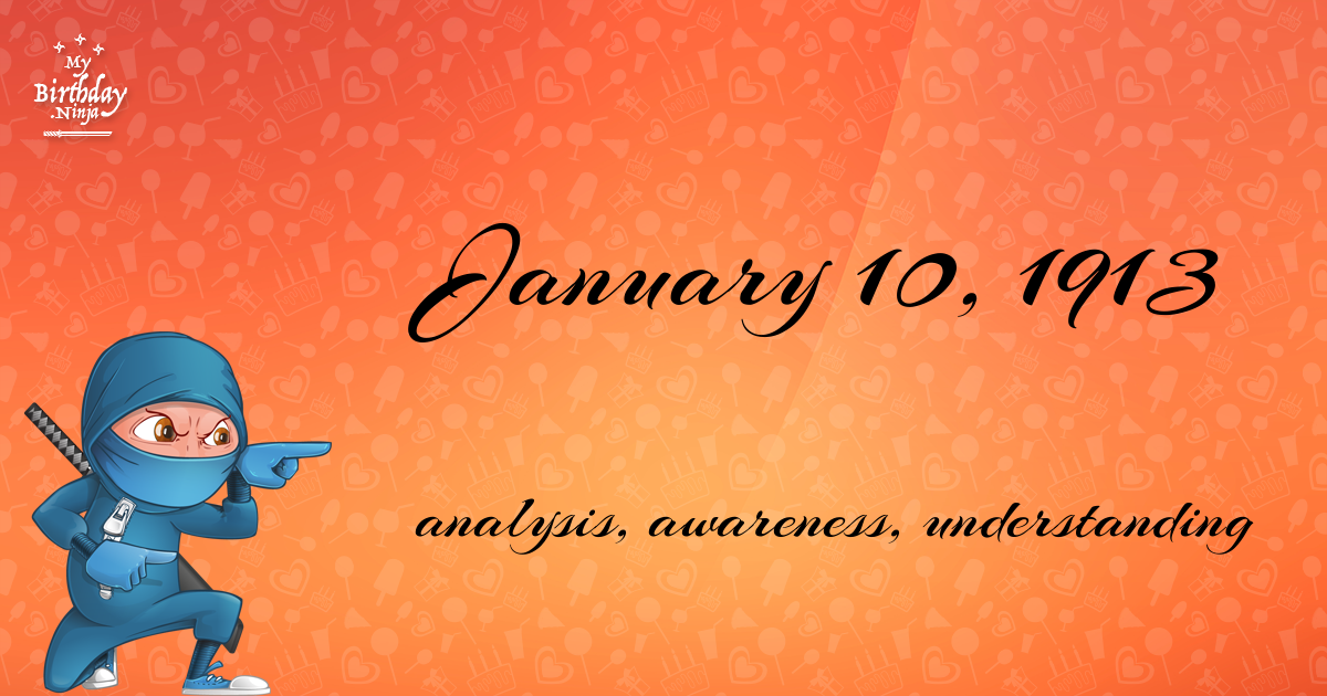 January 10, 1913 Birthday Ninja Poster