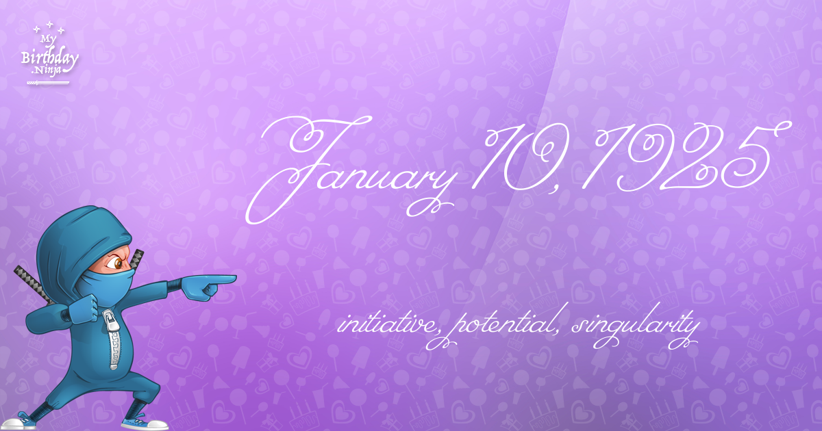 January 10, 1925 Birthday Ninja Poster