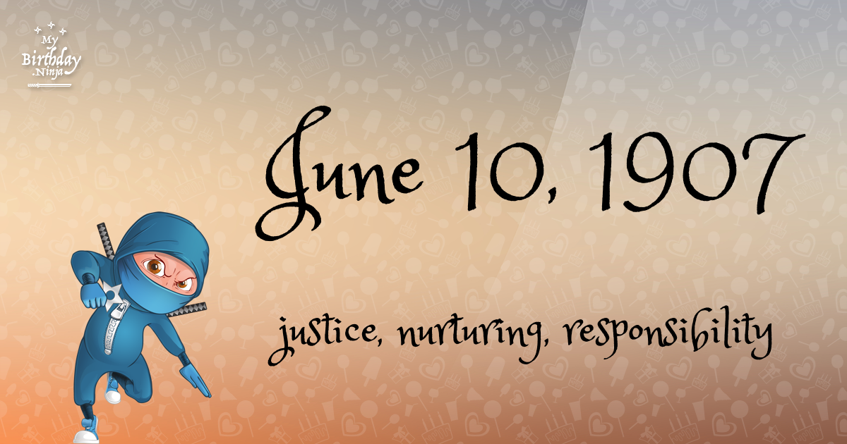June 10, 1907 Birthday Ninja Poster