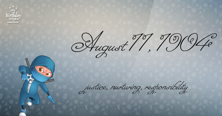 August 11, 1904 Birthday Ninja