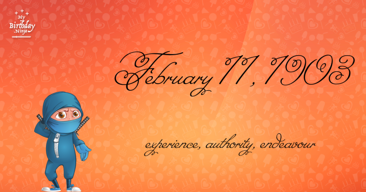 February 11, 1903 Birthday Ninja