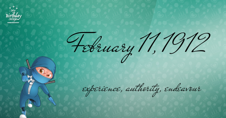 February 11, 1912 Birthday Ninja