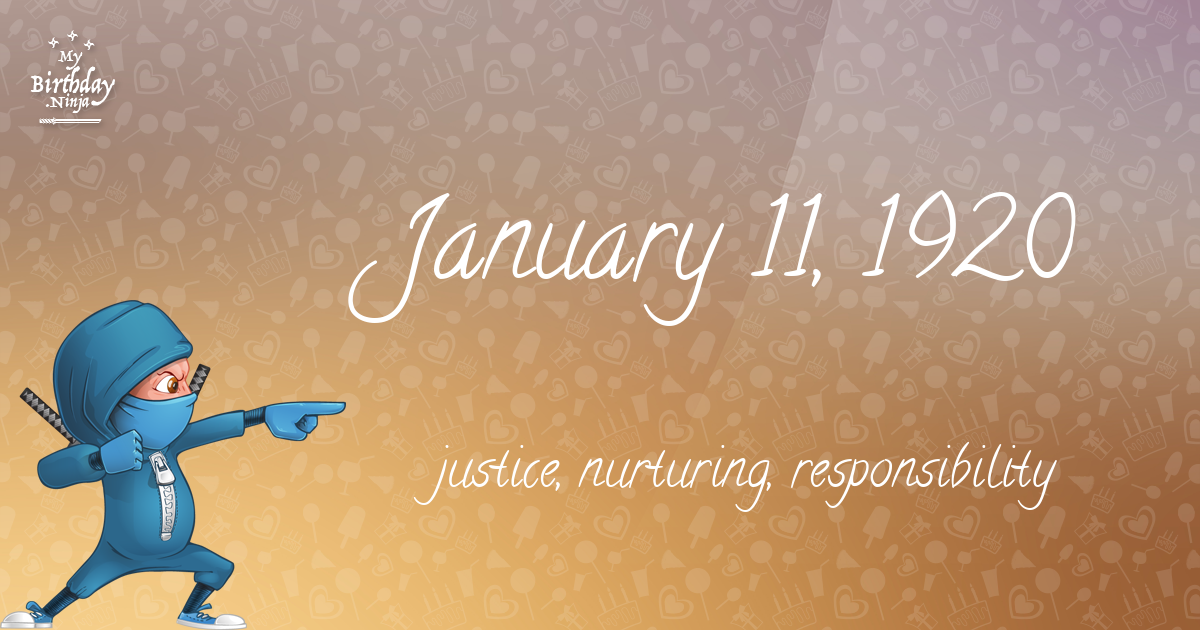 January 11, 1920 Birthday Ninja Poster