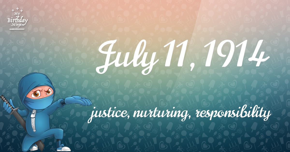 July 11, 1914 Birthday Ninja Poster