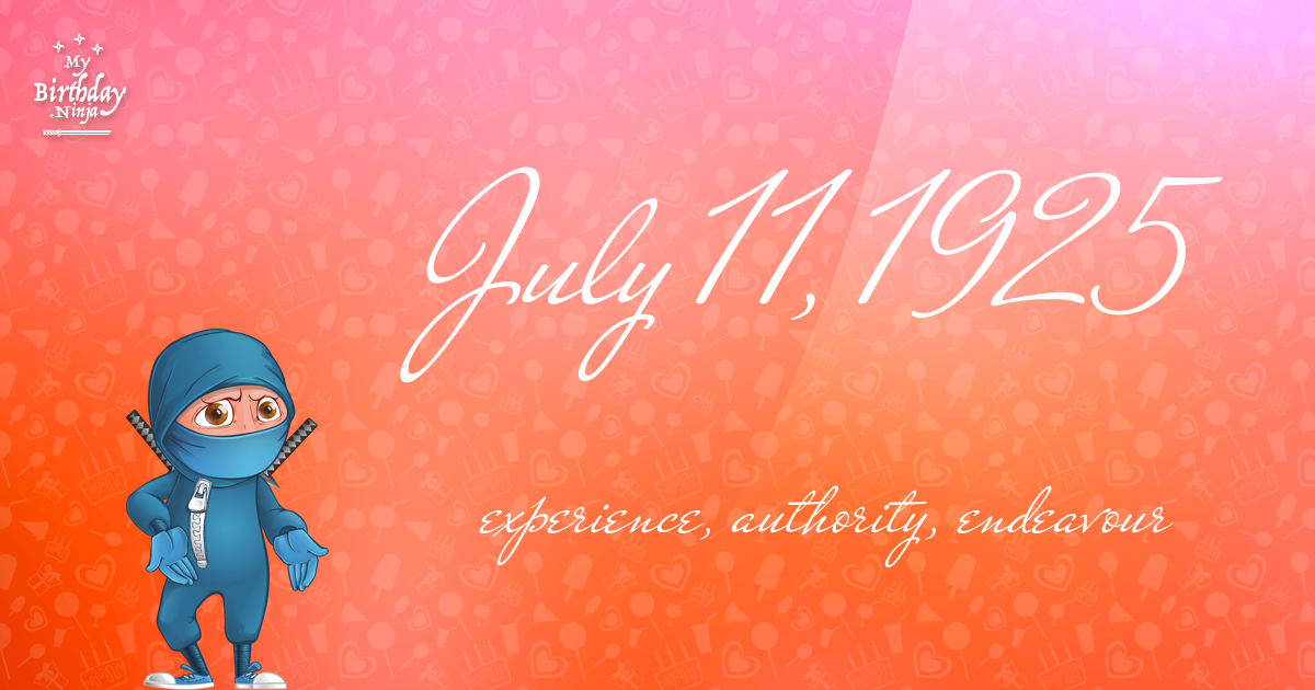 July 11, 1925 Birthday Ninja Poster