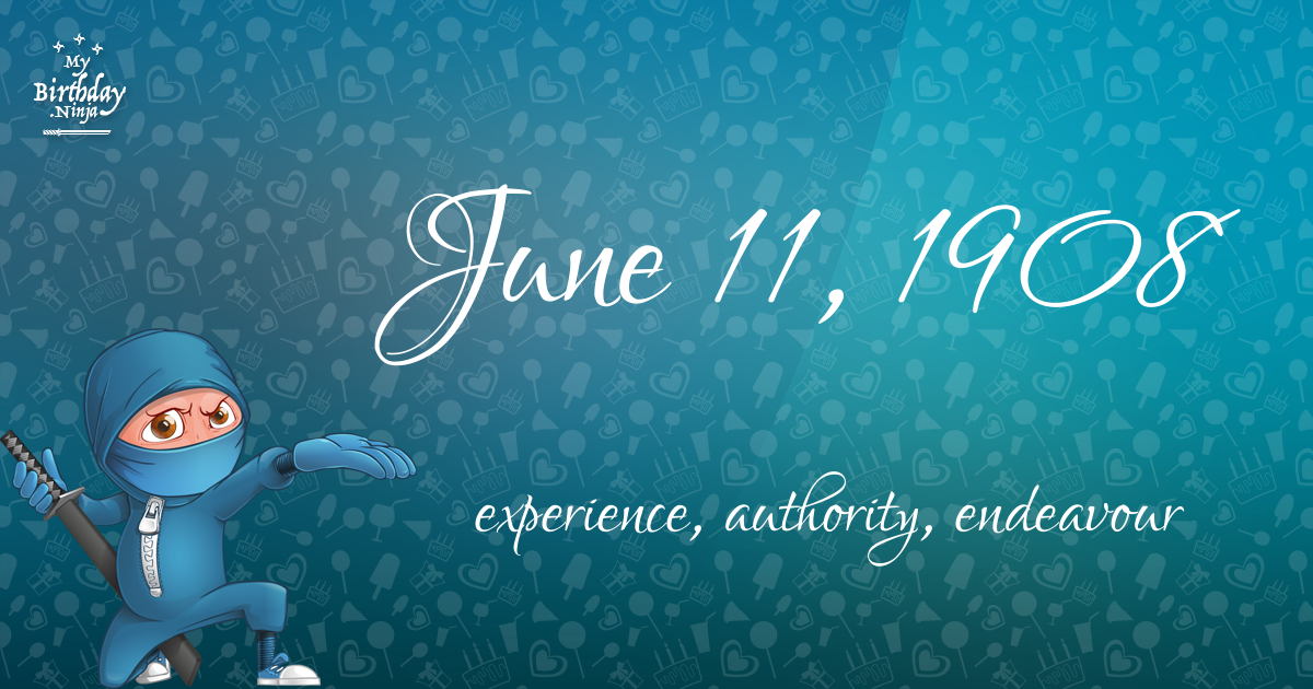 June 11, 1908 Birthday Ninja Poster