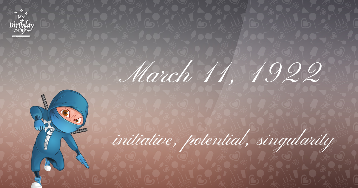 March 11, 1922 Birthday Ninja Poster