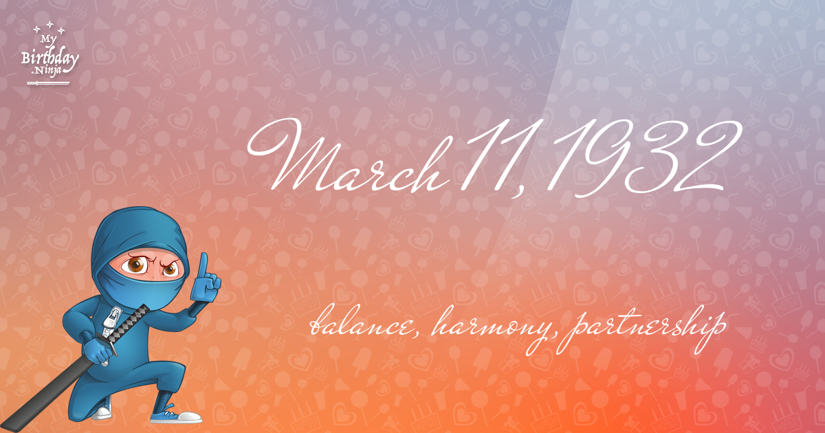 March 11, 1932 Birthday Ninja Poster