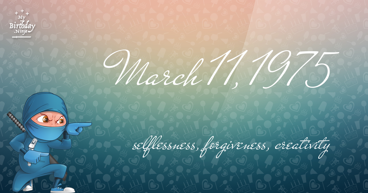 March 11, 1975 Birthday Ninja Poster