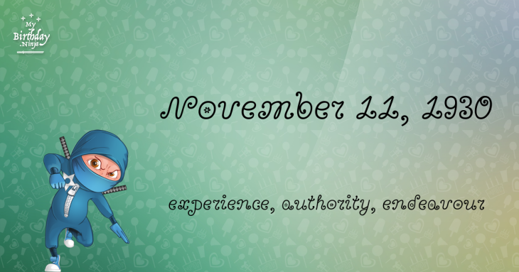 November 11, 1930 Birthday Ninja