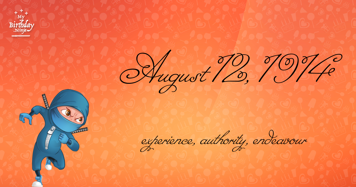 August 12, 1914 Birthday Ninja Poster