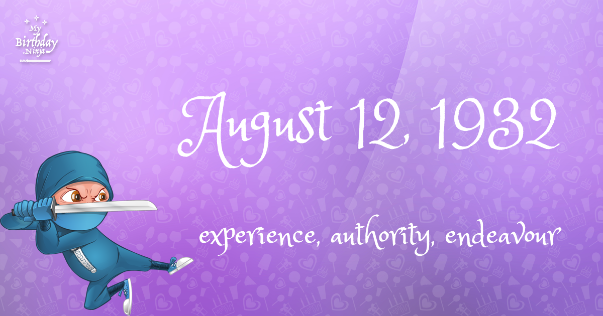 August 12, 1932 Birthday Ninja Poster