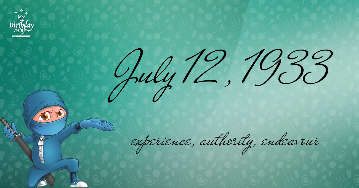 July 12, 1933 Birthday Ninja Poster