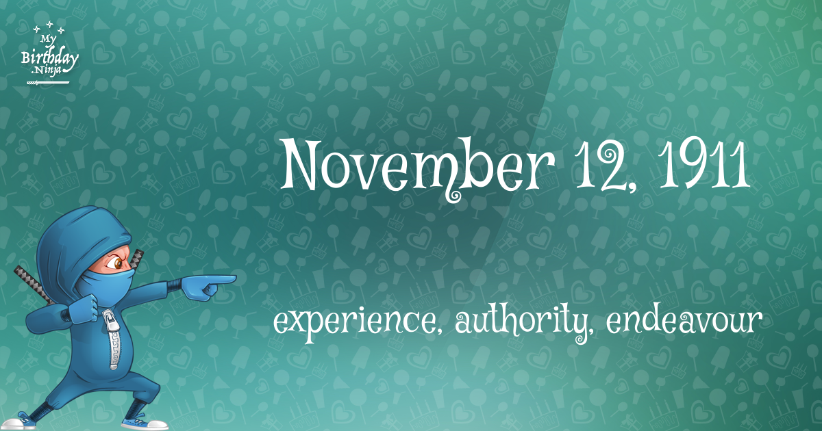 November 12, 1911 Birthday Ninja Poster