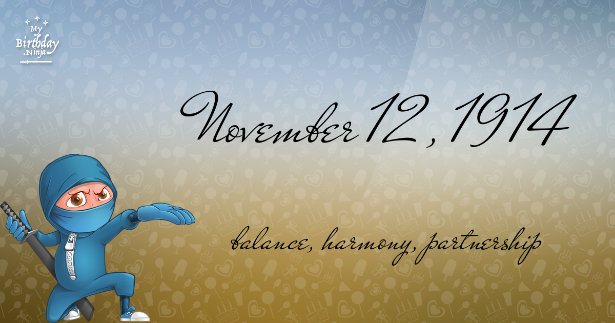 November 12, 1914 Birthday Ninja Poster