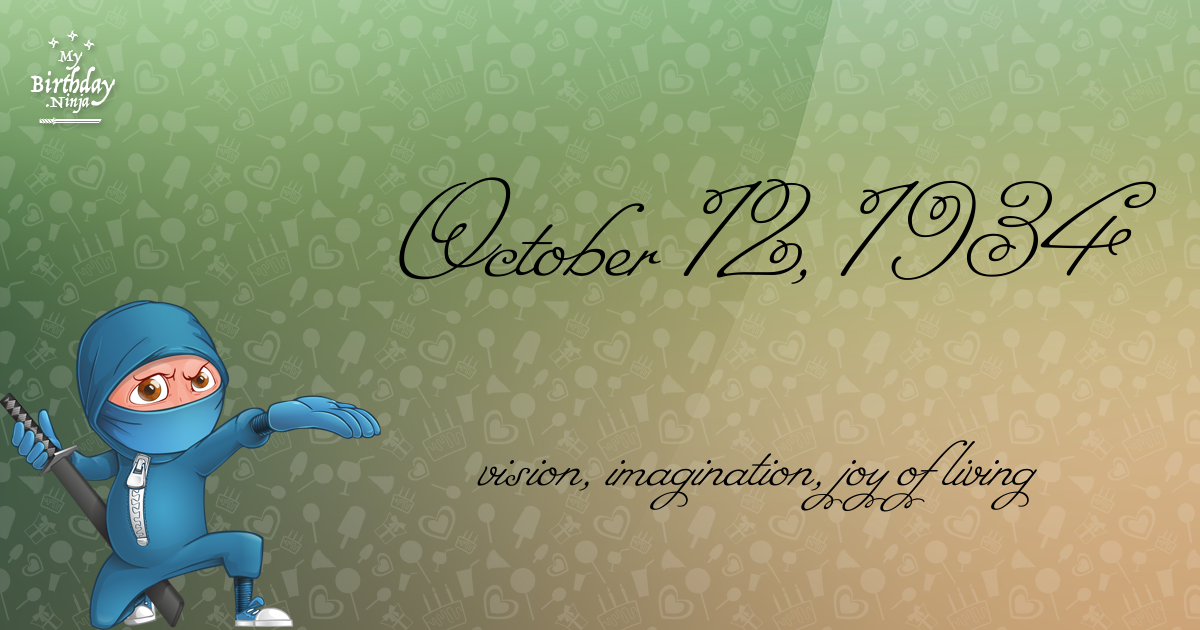 October 12, 1934 Birthday Ninja Poster
