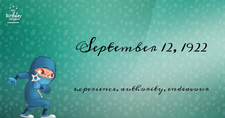September 12, 1922 Birthday Ninja