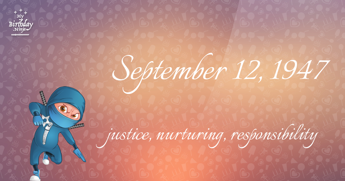 September 12, 1947 Birthday Ninja Poster