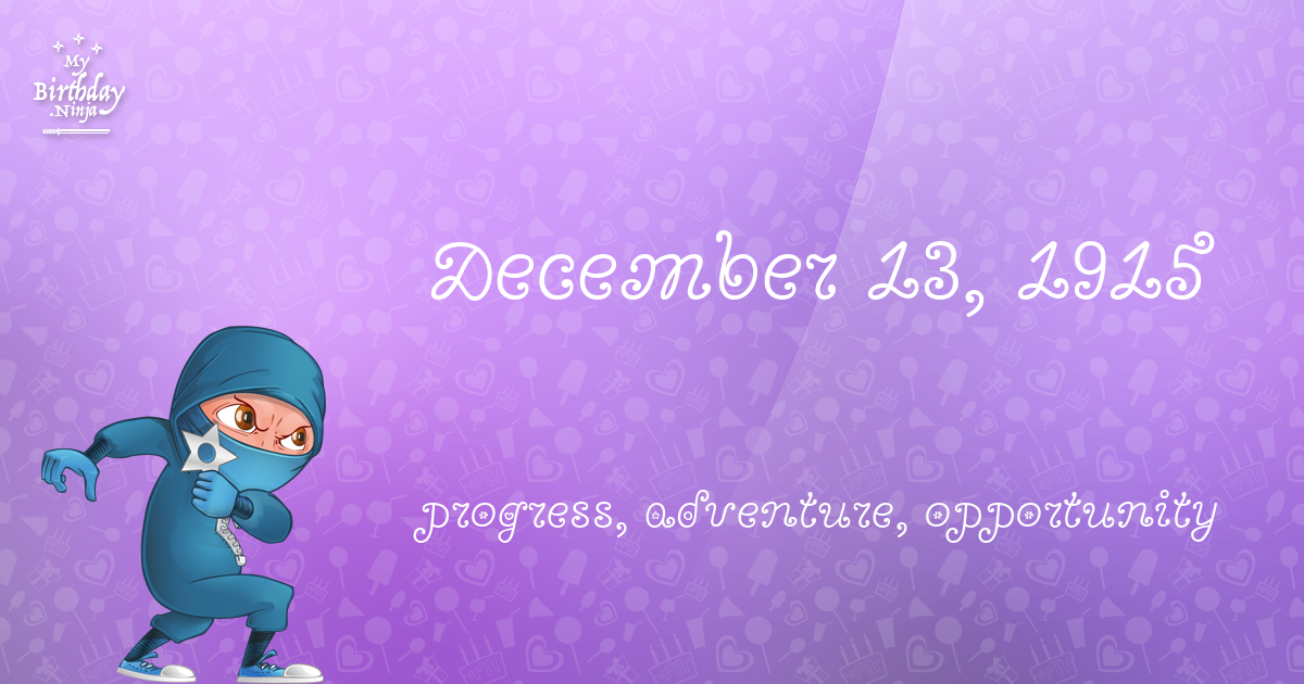 December 13, 1915 Birthday Ninja Poster