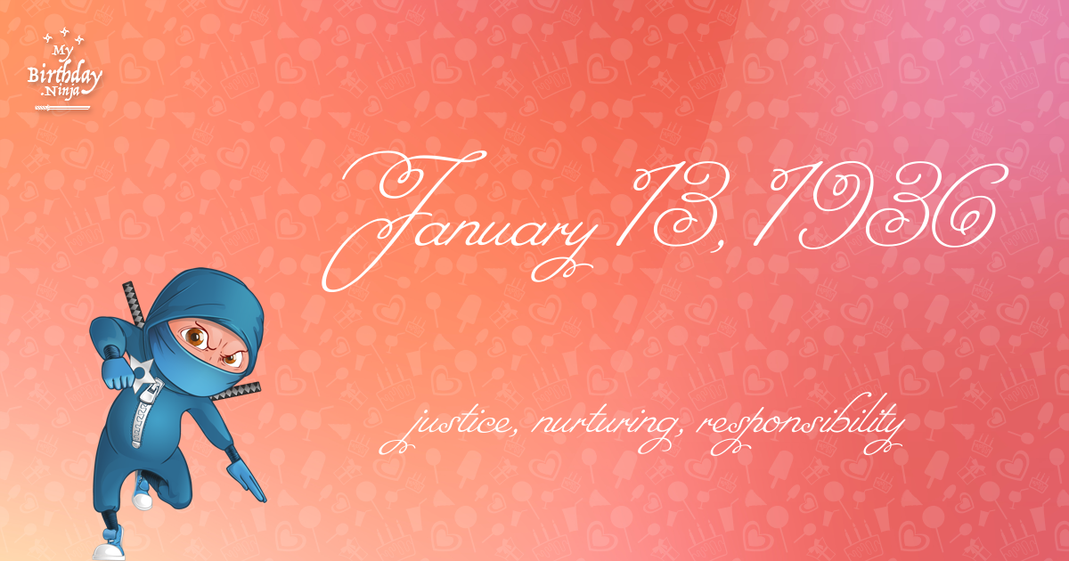 January 13, 1936 Birthday Ninja Poster