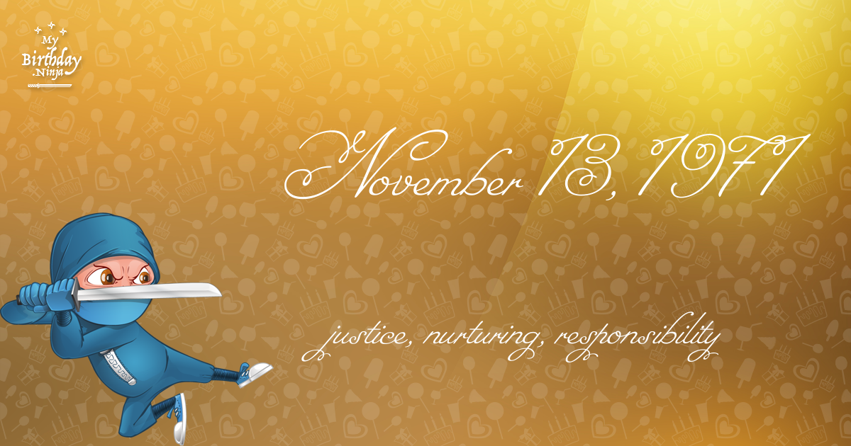 November 13, 1971 Birthday Ninja Poster