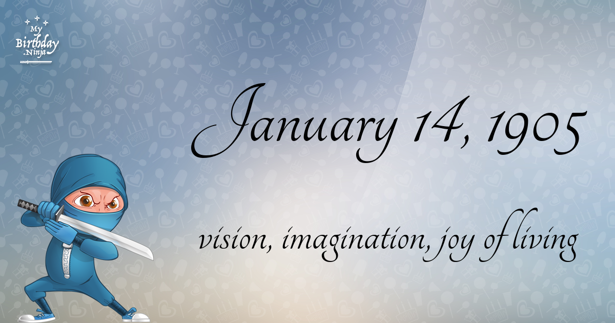 January 14, 1905 Birthday Ninja Poster
