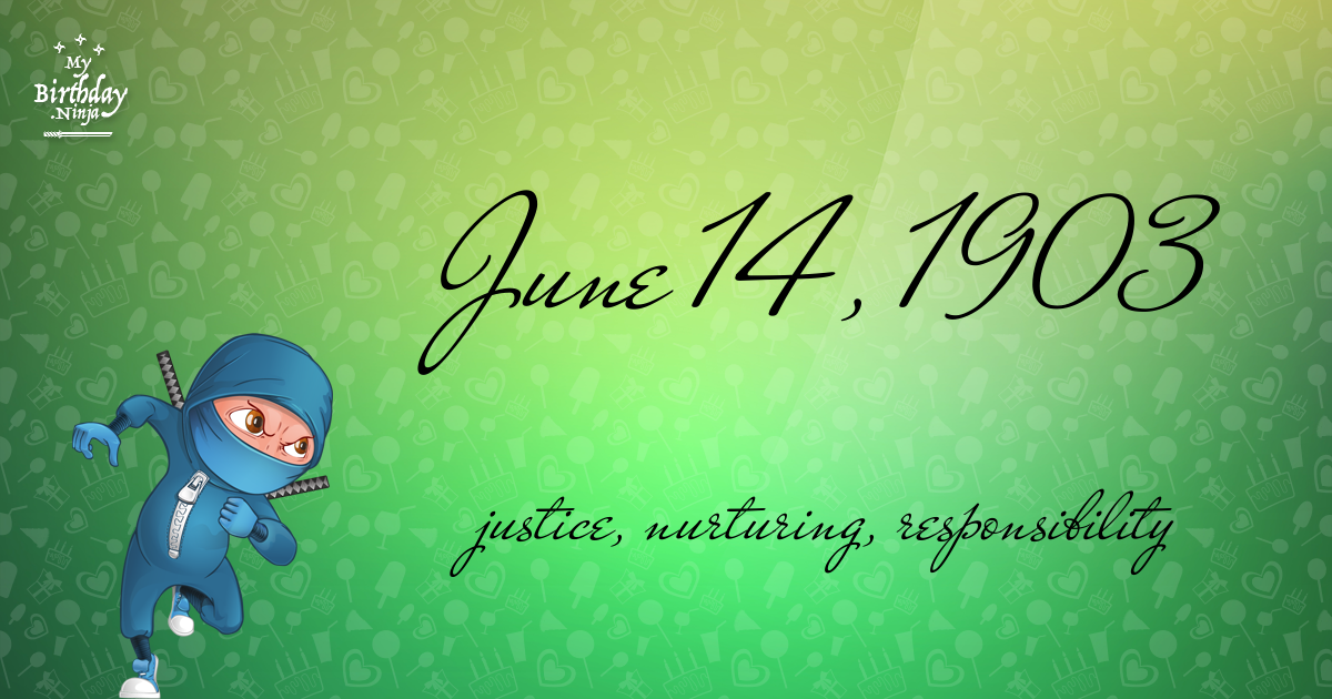 June 14, 1903 Birthday Ninja Poster