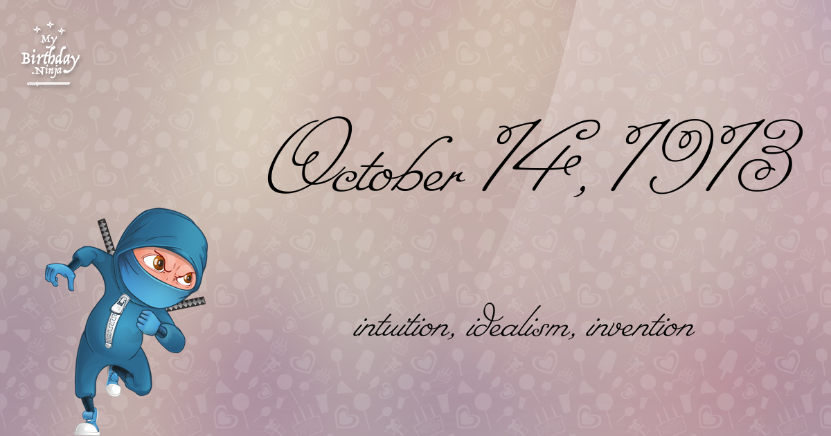 October 14, 1913 Birthday Ninja Poster