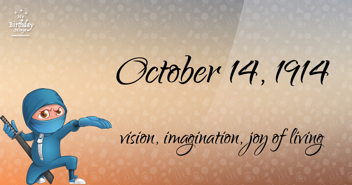 October 14, 1914 Birthday Ninja Poster