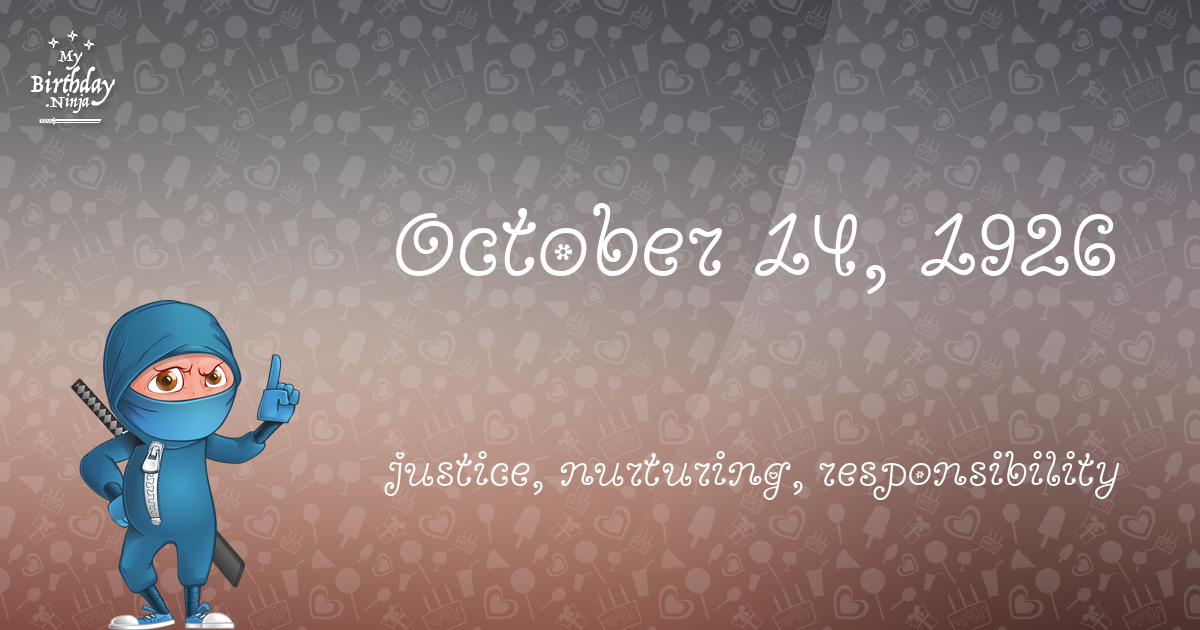 October 14, 1926 Birthday Ninja Poster