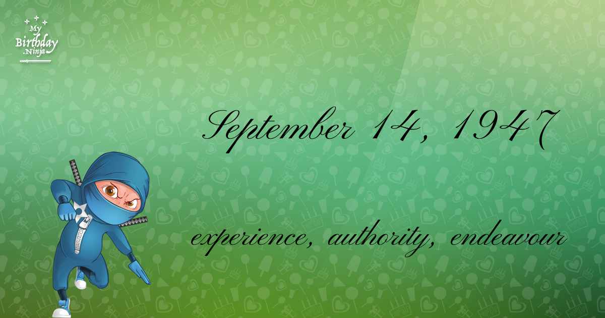 September 14, 1947 Birthday Ninja Poster