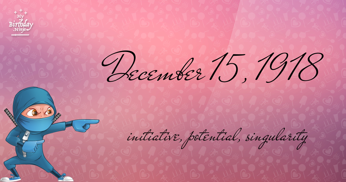 December 15, 1918 Birthday Ninja Poster