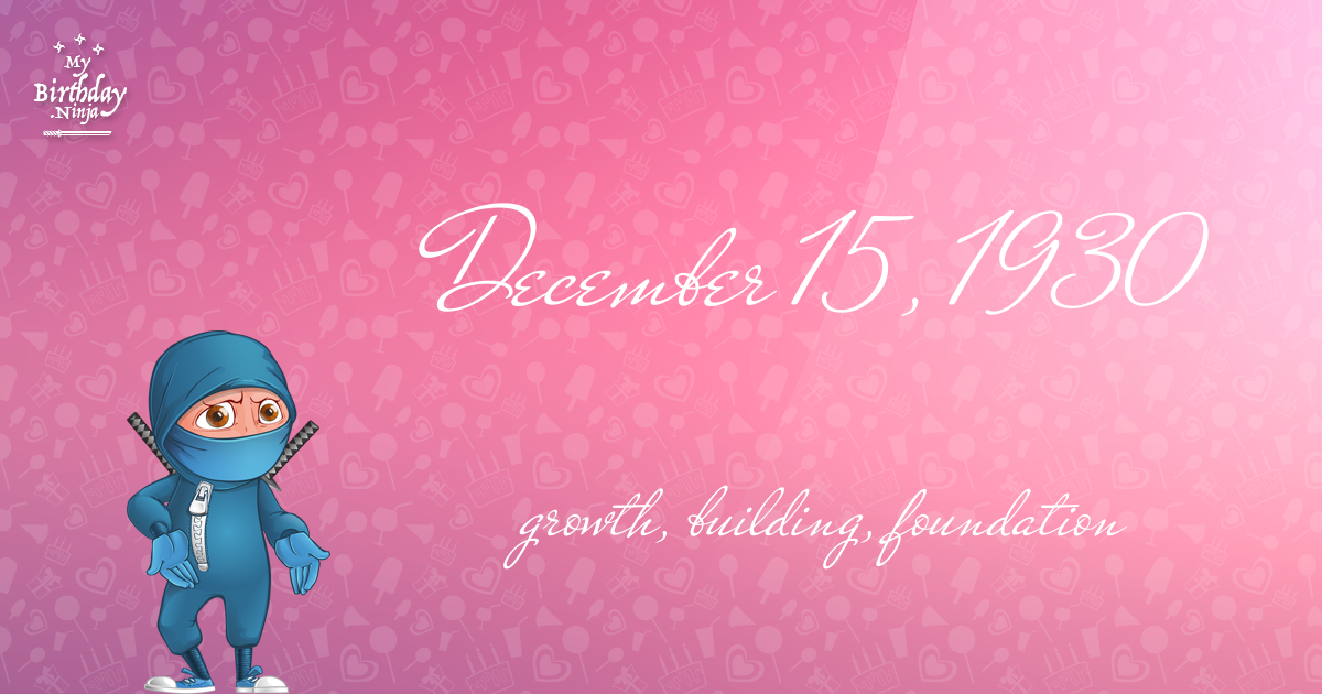 December 15, 1930 Birthday Ninja Poster