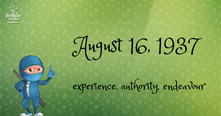 August 16, 1937 Birthday Ninja